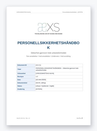 Eksempel: personellsikkerhetshåndbok
